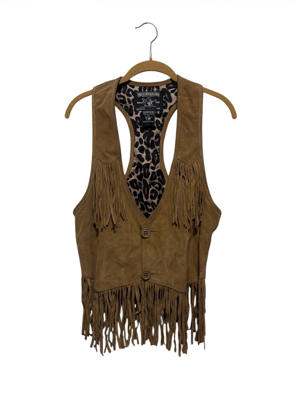 True Religion Brown Suede Fringe Tank Top
